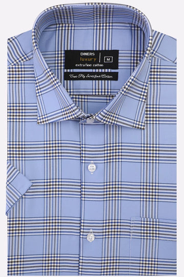 Glen Plaid Check Formal Shirt (Half Sleeves)