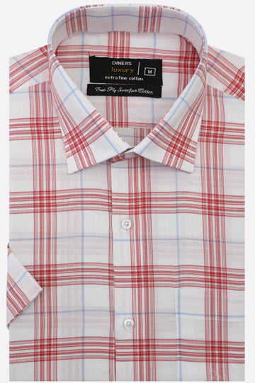 Red Check Formal Shirt (Half Sleeves)