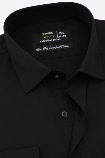 Black Self Textured Formal Shirt