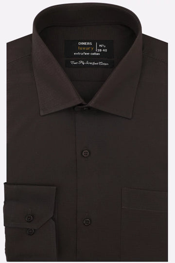 Brown Self Textured Formal Shirt