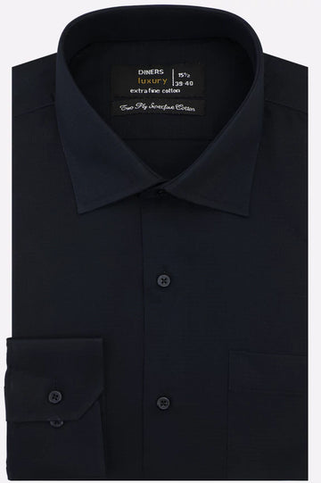 Navy Blue Self Textured Formal Shirt