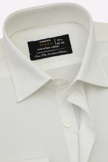 Off White Self Textured Formal Shirt