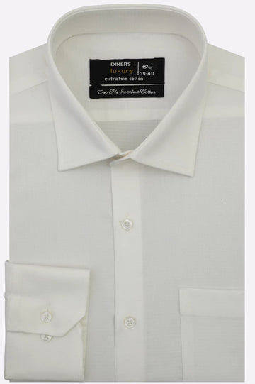 Off White Self Textured Formal Shirt