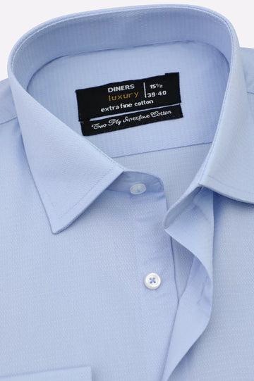 Sky Blue Self Textured Formal Shirt