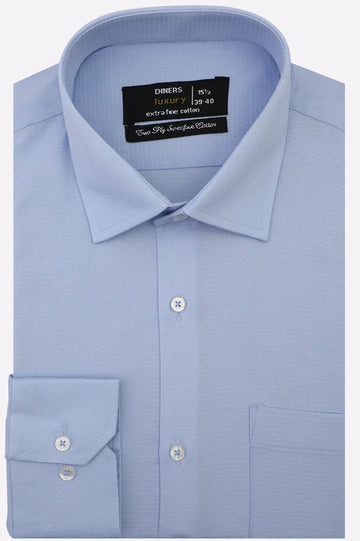 Sky Blue Self Textured Formal Shirt