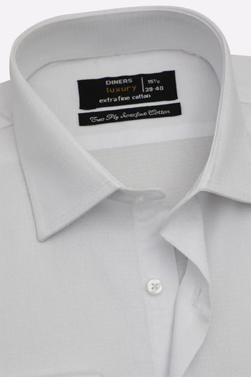 White Self Textured Formal Shirt