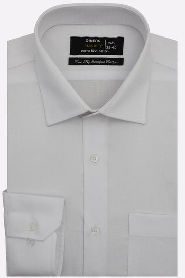 White Self Textured Formal Shirt