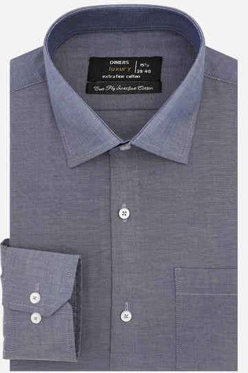 Dark Blue Self Textured Formal Shirt