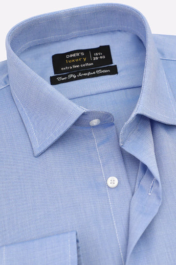 Blue Self Textured Formal Shirt