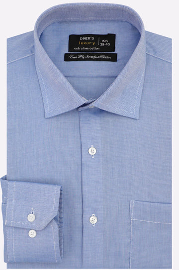 Blue Self Textured Formal Shirt