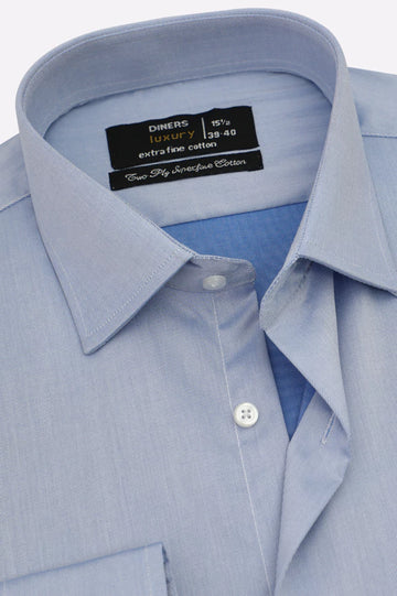Blue Self Textured Formal Shirt