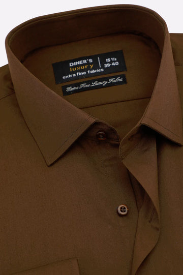 Brown Self Twill Formal Shirt