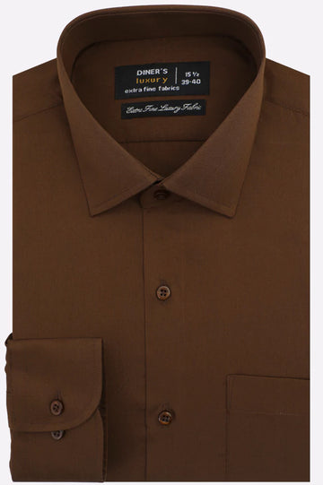 Brown Self Twill Formal Shirt
