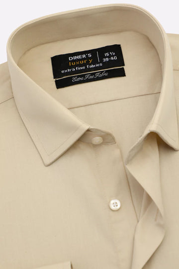 Cream Self Twill Formal Shirt