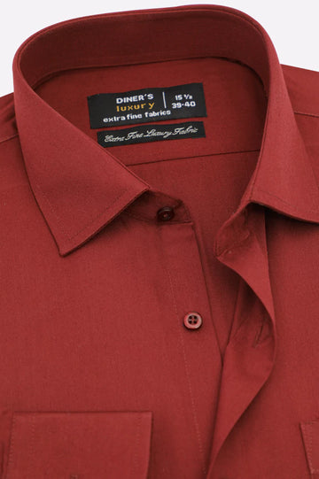 Maroon Self Twill Formal Shirt