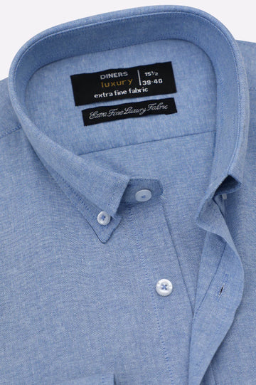 Blue Self Textured Formal Shirt