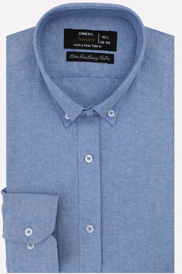 Blue Self Textured Formal Shirt