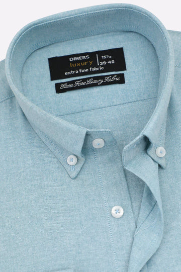 Sea Green Self Textured Formal Shirt