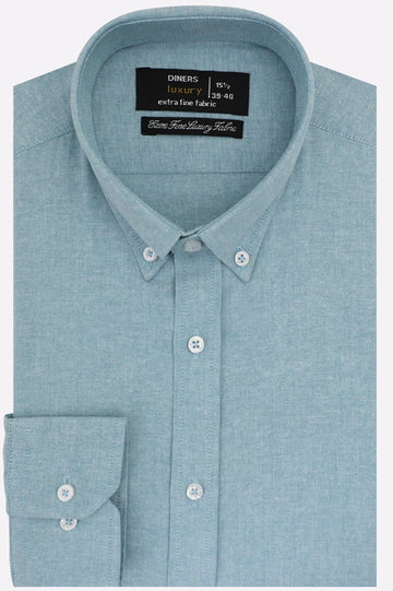 Sea Green Self Textured Formal Shirt