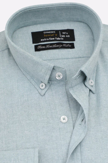 Green Self Textured Formal Shirt