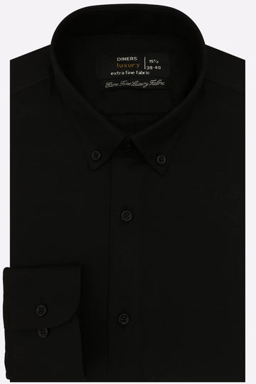 Black Self Textured Formal Shirt