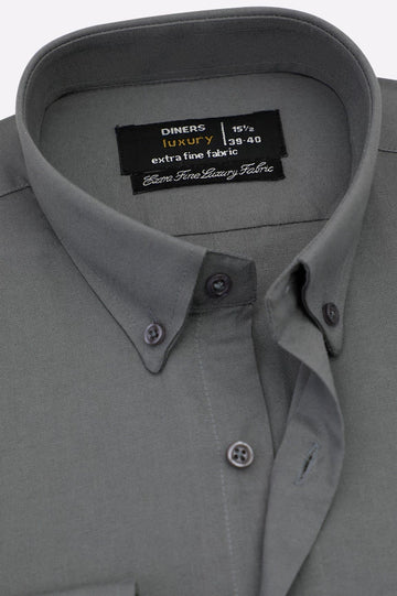 Grey Self Textured Formal Shirt