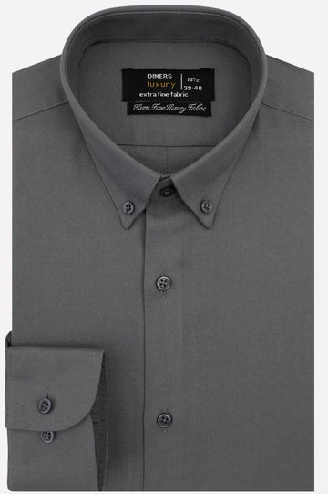 Grey Self Textured Formal Shirt