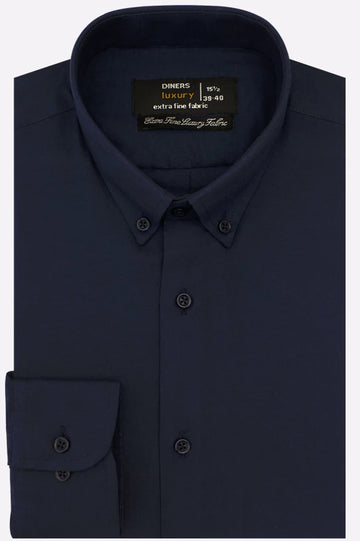 Navy Blue Self Textured Formal Shirt
