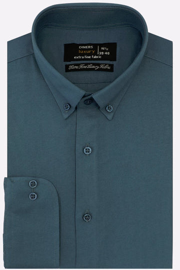 Teal Self Textured Formal Shirt