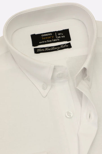 White Self Textured Formal Shirt