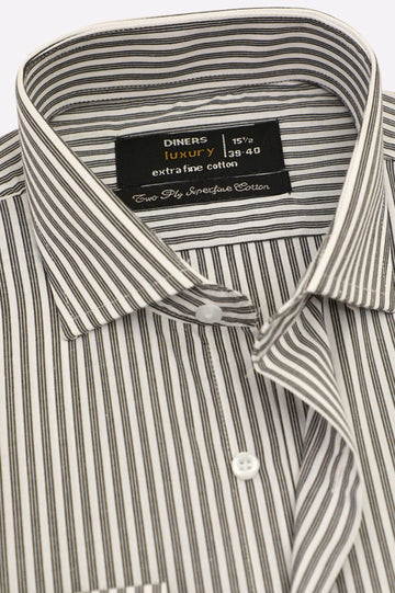Black Pencil Stripes Formal Shirt