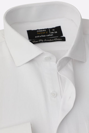 White Hairline Stripe Formal Shirt