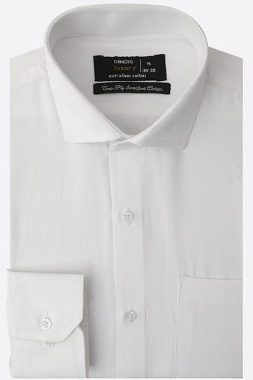 White Hairline Stripe Formal Shirt