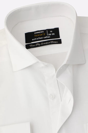 White Twill Self Textured Formal Shirt