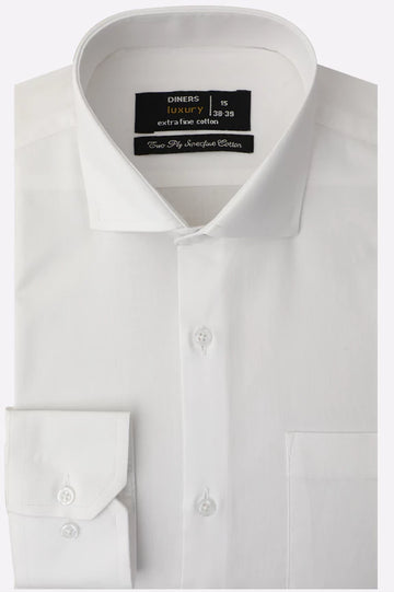 White Twill Self Textured Formal Shirt