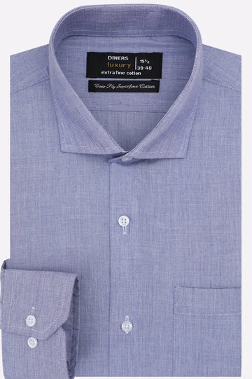 Blue Self Textured Formal Shirt