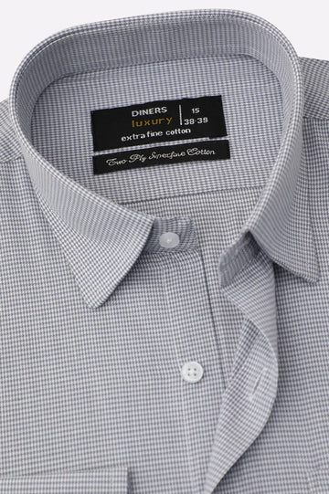 Grey Houndstooth Check Formal Shirt