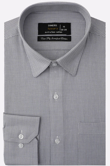 Grey Houndstooth Check Formal Shirt