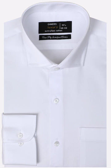 White Self Twill Texture Formal Shirt