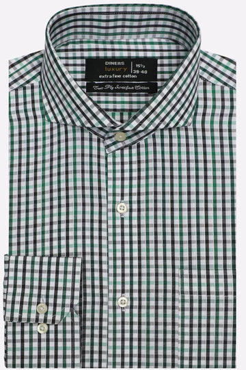 Green Gingham Check Formal Shirt