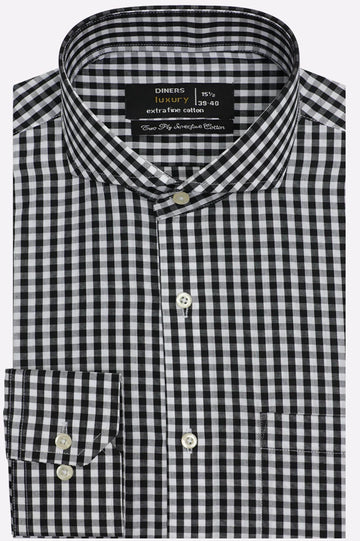 Black Gingham Check Formal Shirt