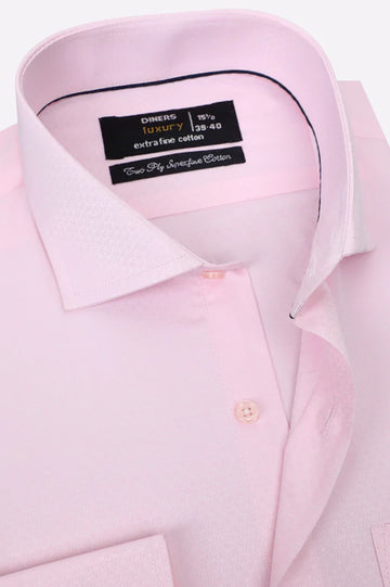 Pink Self Textured Formal Shirt