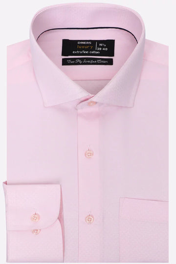 Pink Self Textured Formal Shirt