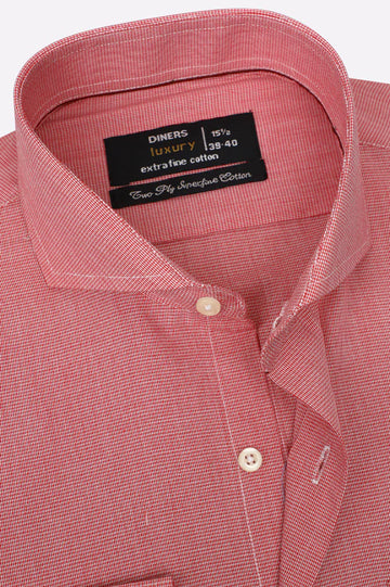 Red Self Textured Formal Shirt
