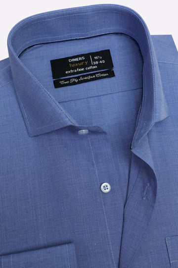 Blue Self Textured Formal Shirt