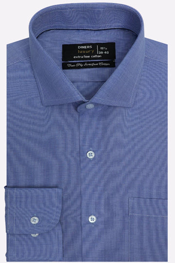 Blue Self Textured Formal Shirt