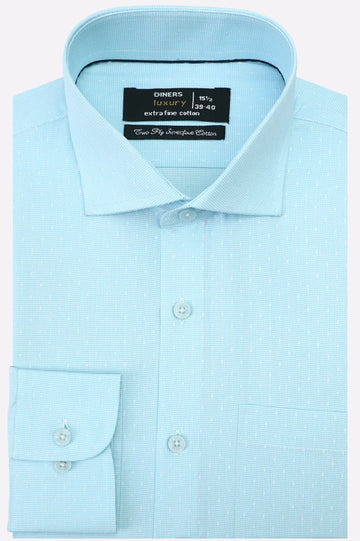 Sky Blue Houndstooth Check Formal Shirt