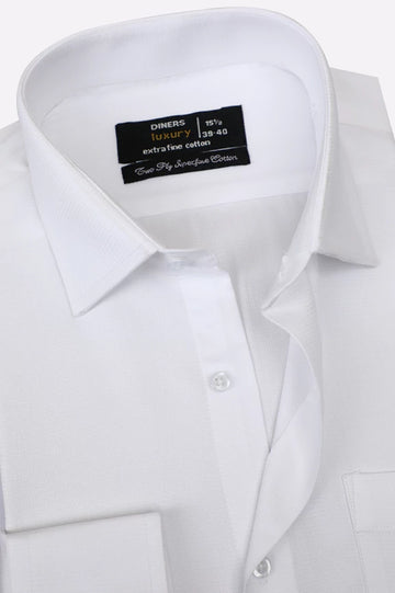 White Self Textured Formal Shirt