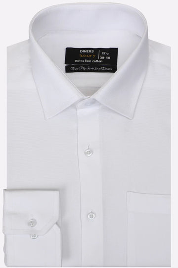 White Self Textured Formal Shirt