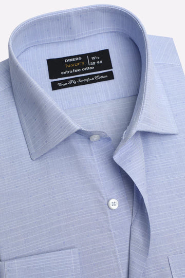 Blue Self Textured Formal Shirt